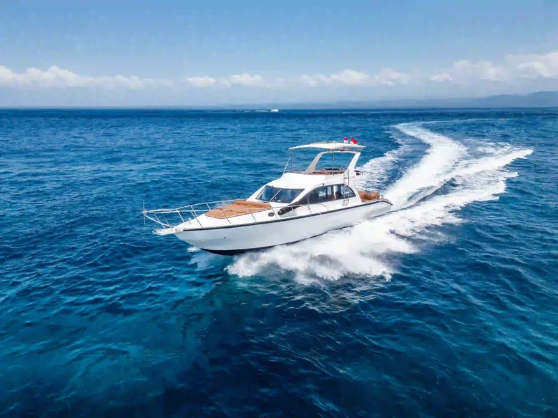 Angels yacht on the water in Bali on a private Nusa Penida day charter