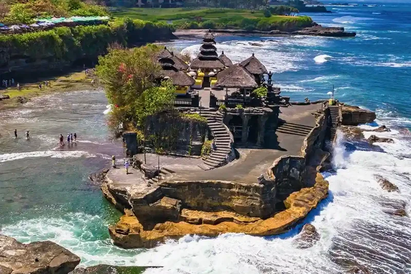 Tanah Lot temple from the air, Bali