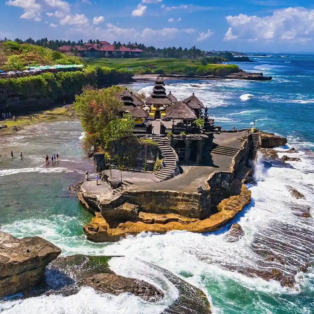 Tanah Lot temple from the air, Bali